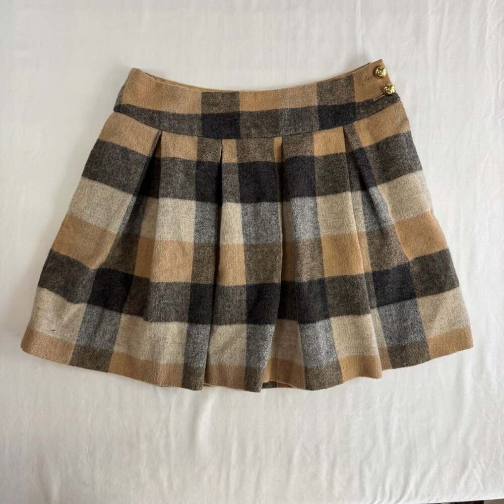 Wool Y2K Plaid Pleated Mini Skirt